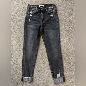 Vervet Stylish Distressed Black Cropped Jeans